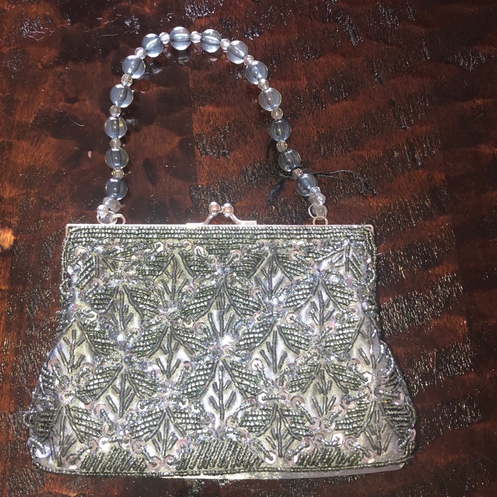 bijoux terner gray mini purse beaded